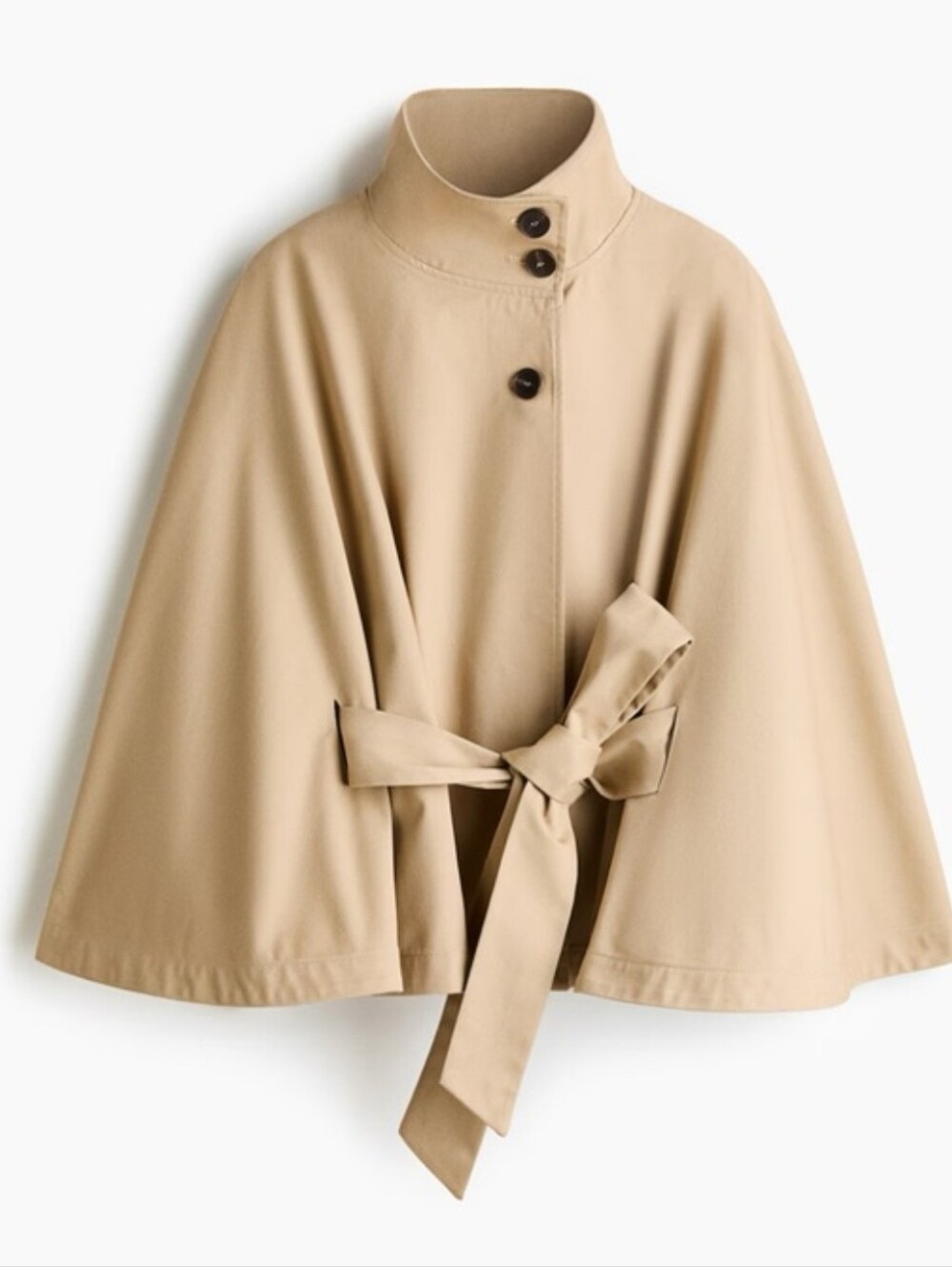 Size XS/S H&M Beige Twill Cape Jacket with Waist Tie Beige NWT